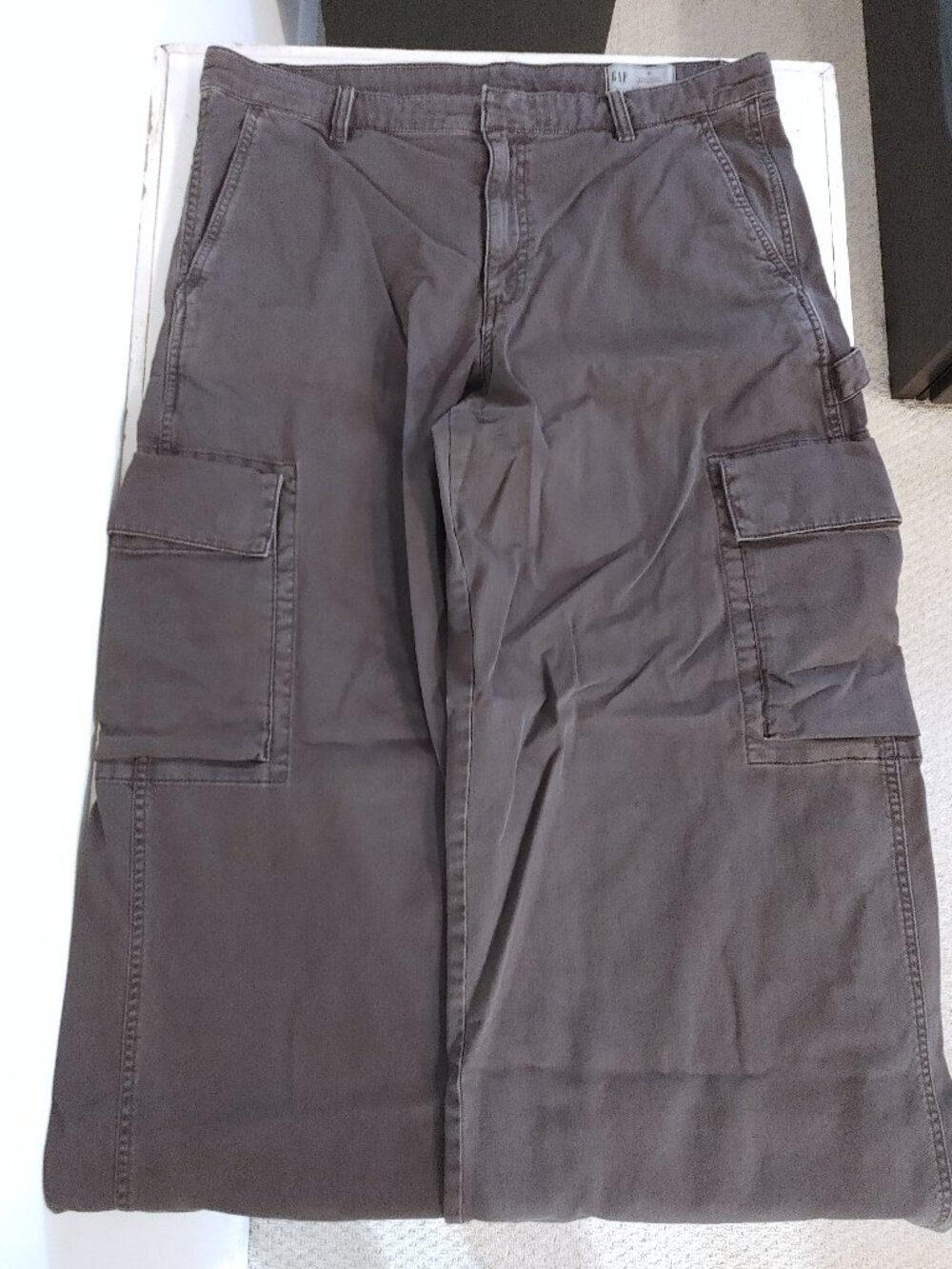 size 16 dark grey / washed charcoal Gap relaxed fit baggy cotton cargo pants